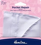 HEMLINE HANGSELL - Iron on Pocket Repair - white